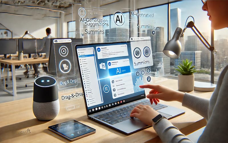 Using AI tools with Outlook on a laptop