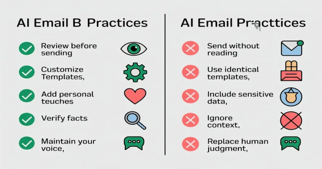 Do's and don'ts for using free AI tools for email writing effectively and safely