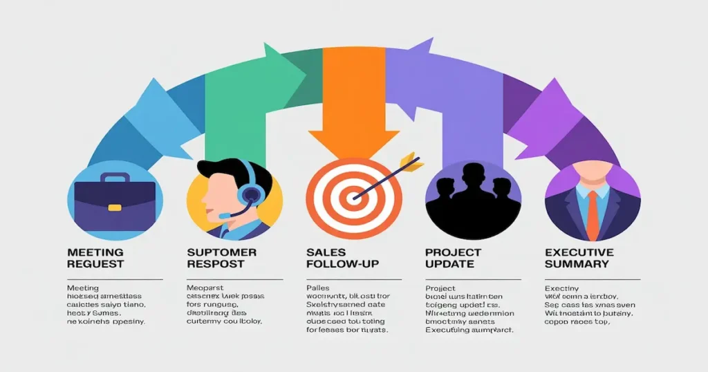 Different use cases for free AI email writing tools in business, sales, support, and collaboration"