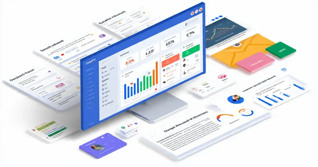 Free Digital Marketing Tools: Your Complete Guide to Cost-Effective Marketing Success 6 Email marketing platform dashboard showing campaign builder, subscriber growth chart, and performance metrics