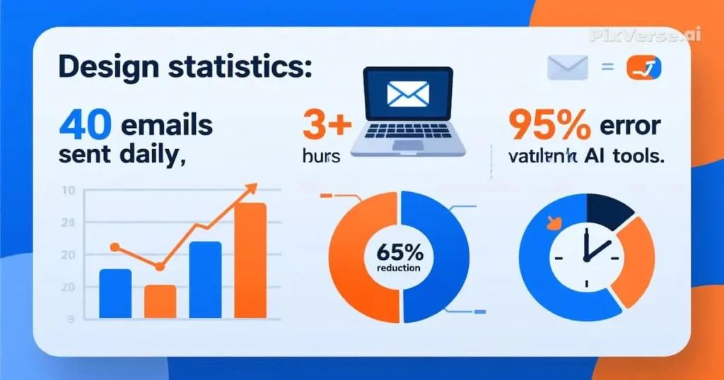 Email writing statistics showing time savings with free AI tools for professionals