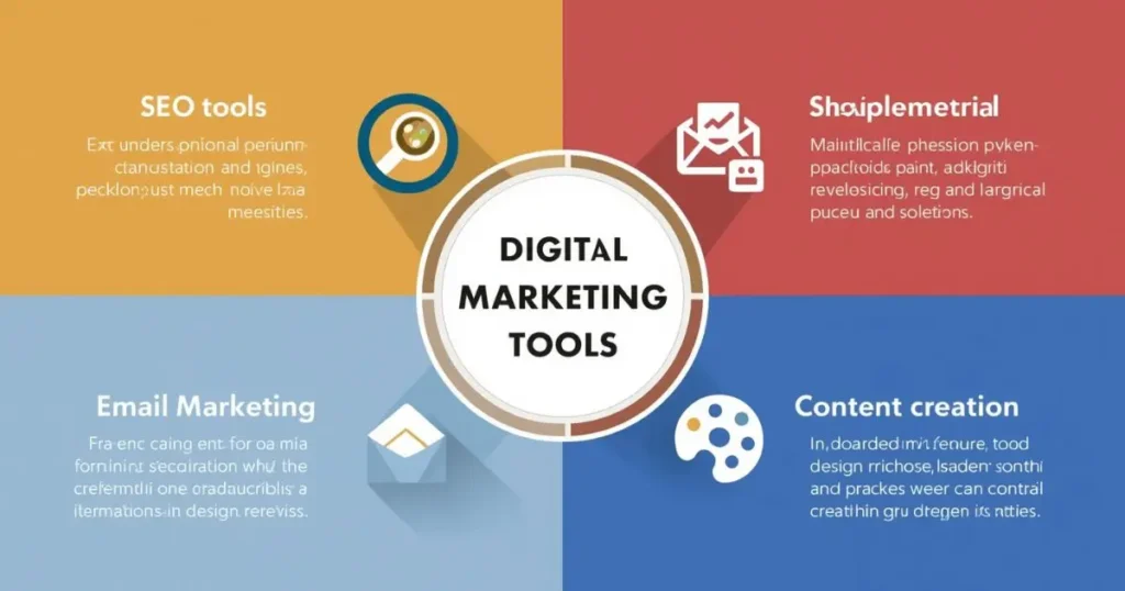 Free Digital Marketing Tools: Your Complete Guide to Cost-Effective Marketing Success 2 Four essential categories of free digital marketing tools: SEO, social media, email marketing, and content creation