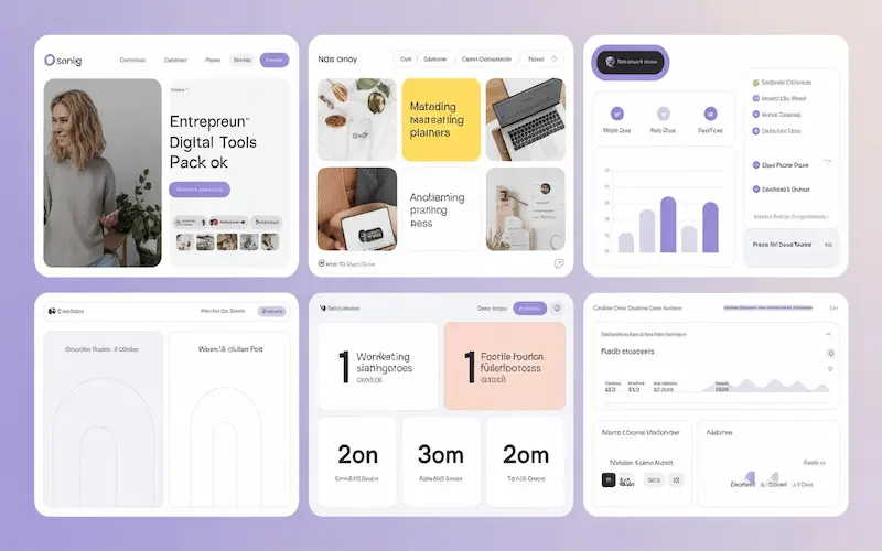Visual planners, digital mood boards, and interactive templates for marketers and creators.