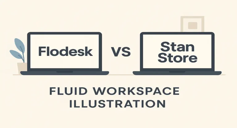 Flodesk vs Stan Store comparison workspace illustration